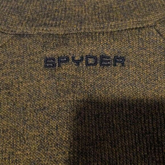 Spyder olive army green and black full front zip jacket coat, polyester knit M - Picture 4 of 8